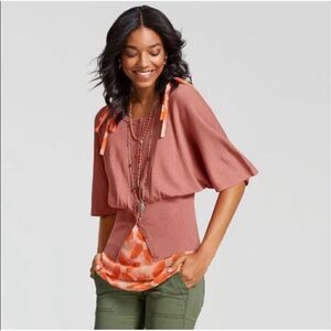 Cabi Kimono Brick Dust Knit Button Up Cardigan Sweater Size Medium